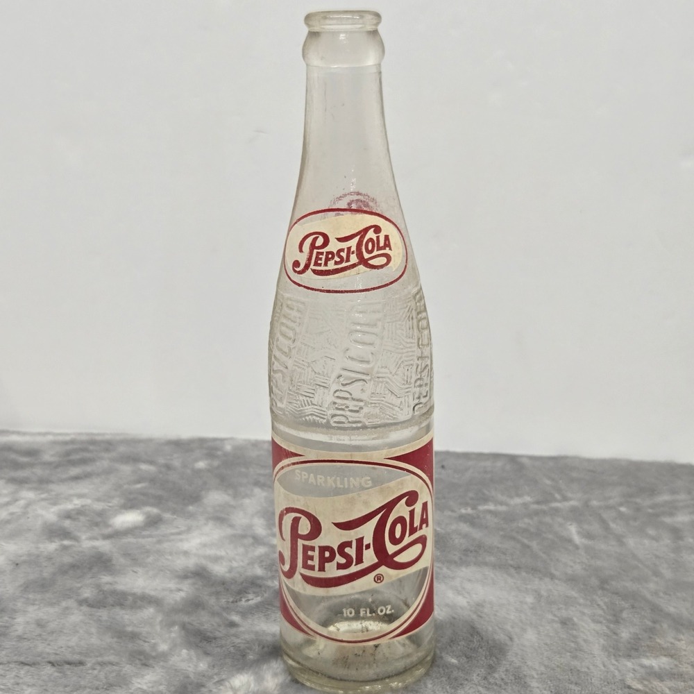 Vintage Pepsi-Cola 10 oz Glass Bottle Charlotte NC ACL Logo Textured Soda Bottle
